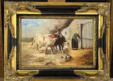 La ferme by Koscis Lenard, Huile sur toile, sold Sep 2023