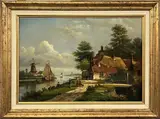 Bord de rivière by Daniel Szeberenyi, Huile sur panneau, sold Sep 2023