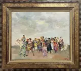 La fête au village by Walter Spitzer, Huile sur toile, sold Sep 2023