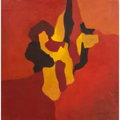 Untitled (Abstract Composition) by Hernando R. Ocampo, 1969, oil on board, sold Jul 2026