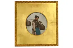 Untitled by Henry Herbert La Thangue, Oil on board, tondo, offered Aug 2019