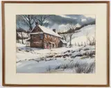 winter landscape by Jack R. Shaub, watercolor, sold Sep 2013