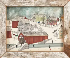 winter landscape by Dolores Hackenberger, oil on canvas, sold Sep 2013