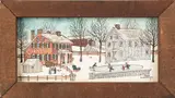 winter farm scenes by Dolores Hackenberger, oil on board, sold Sep 2013