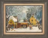 winter landscape by Clarence Ira Dreisbach, oil on canvas, sold Sep 2013