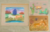 landscapes with a tiger by Lawrence Lebduska, pencil and crayon, sold Sep 2013