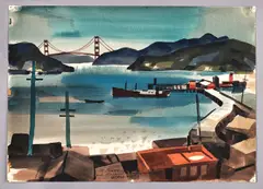 of the San Francisco Bay by George Post, watercolor, sold Sep 2013