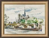 of Paris' Notre Dame by James Green, watercolor, sold Jun 2013