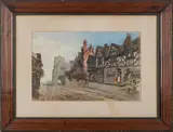 of a townscape by Benjamin Linfoot, watercolor, offered Jun 2013