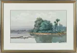 coastal landscape by Wilson Marlatt, gouache, sold Jun 2013
