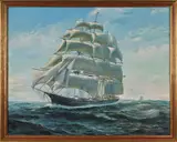 ship portrait of the {Flying Cloud} by Sidney E. King, oil on board, sold Jun 2013