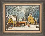 winter landscape by Clarence Ira Dreisbach, oil on canvas, offered Jun 2013