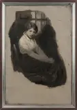 illustration of a seated woman by Gayle Porter Hoskins, oil on canvas, sold Jun 2013