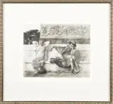 of classical figures on a stone bench by F. S. King, engraving, sold Jun 2013