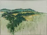 landscape by Thomas Bostelle, watercolor and gouache on board, sold Jun 2013