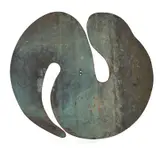 plate with green patina by Val Bertoia, bronze, sold Jun 2013