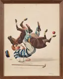 Polo caricatures by Charles-Fernand de Condamy, watercolor, sold Jun 2013