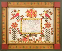 taufschein by Abraham Huth, 1829, watercolor and ink on paper, sold Apr 2013