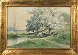 landscape by Carl Philipp Weber, watercolor, sold Apr 2013