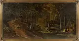 landscape with the artist sitting by a river by Christopher Shearer, oil on canvas, sold Apr 2013