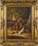 landscape with hunters and dogs by Edmund Aylburton Willis, oil on canvas, sold Apr 2013