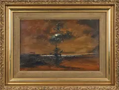 coastal scene by Alexander C. Stuart, oil on board, sold Apr 2013