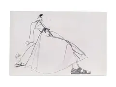 5 Drawings for Geoffrey Beene by Joe Eula, graphite, charcoal, and marker on paper, sold Sep 2024