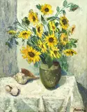 Untitled Painting (Sunflowers) by Albert Bela Bauer, oil on canvas, sold Sep 2024