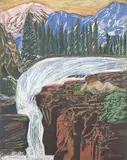 The Waterfall by Janet Cooling, 1980, pastel and colored pencil on paper, sold Sep 2024