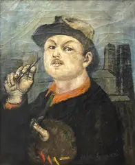 Through the Fog (Self Portrait) by Philip Evergood, 1942, oil on canvas, sold Sep 2024