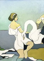 Untitled (Leda and the Swan) by Leonard Alberts, oil on canvas, sold Sep 2024