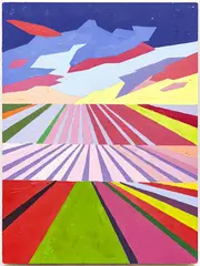 Untitled (Sunset) by Janet Cooling, 2016, oil on board, sold Oct 2024