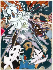 Lace Structure by Janet Cooling, 2008, acrylic and collage on canvas, sold Oct 2024