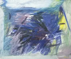 Blue Form #2 by Michael Loew, 1961, oil on canvas, sold Nov 2024