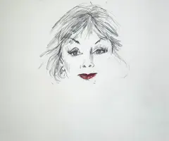 Portrait of Tammy Grimes by Joe Eula, graphite, colored pencil, and watercolor on paper, sold Nov 2024