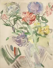 Chrysanthemums by Ann Cole Phillips, watercolor on paper, sold Nov 2024