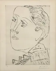 Tête de femme demi-profil à gauche (B. 291) by Pablo Picasso, 1936, drypoint, sold Nov 2024