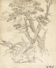 Untitled (Landscape) by Vincenzo Dandini, ink and graphite on paper, sold Nov 2024
