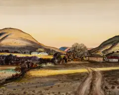 Anderson Ranch, San Patricio, NM by Peter Hurd, watercolor and gouache on paper, sold Nov 2023