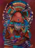 Kachina Mask by Tony Abeyta, mixed media on paper, sold Nov 2024