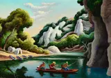 White Bluffs, Buffalo River by Thomas Hart Benton, 1973, tempera on board, sold Nov 2024