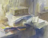Intérieur aux livres by Jean-Louis Morelle, 1996, Aquarelle, sold Jun 2021