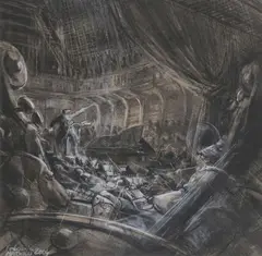 L'orchestre by Frédéric Mathieu, 2004, Pastel et fusain, sold Jun 2021