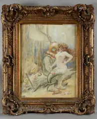 Amour profond by Albert Guillaume, Aquarelle et graphite sur papier, sold Mar 2016