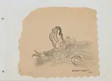 Sirène; Sans titre; Personnage debout Deux by Georges Hugnet, Encre sur papier, encre sur papier de table et gouache sur nappe; ensemble de trois dessin, sold Mar 2016