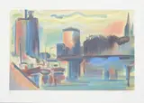 Le port de la Rochelle (?) 36 x 56 cm by Jean Marzelle, Lithographie en couleurs sur vélin d'Arches, sold Dec 2015