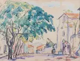 Gassin by Henri Manguin, Aquarelle et gouache sur traits d'encre, sold Dec 2015