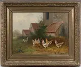 Poules devant une ferme by Charles Marechal, Toile, sold Dec 2015