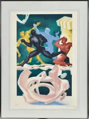 Composition. Athlètes by Ernst Neizvestny, Lithographie SIgné en bas à droite, sold Sep 2023