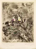 Les oiseaux by Marc Chagall, 1952, Gravure avec rehauts de gouache, sold Apr 2010
